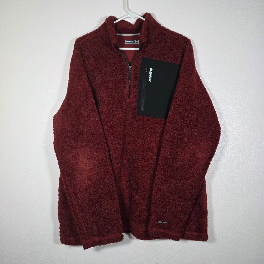 Hi-Tec Red Black Sherpa Fleece Full Zip Jacket Men’s XL
